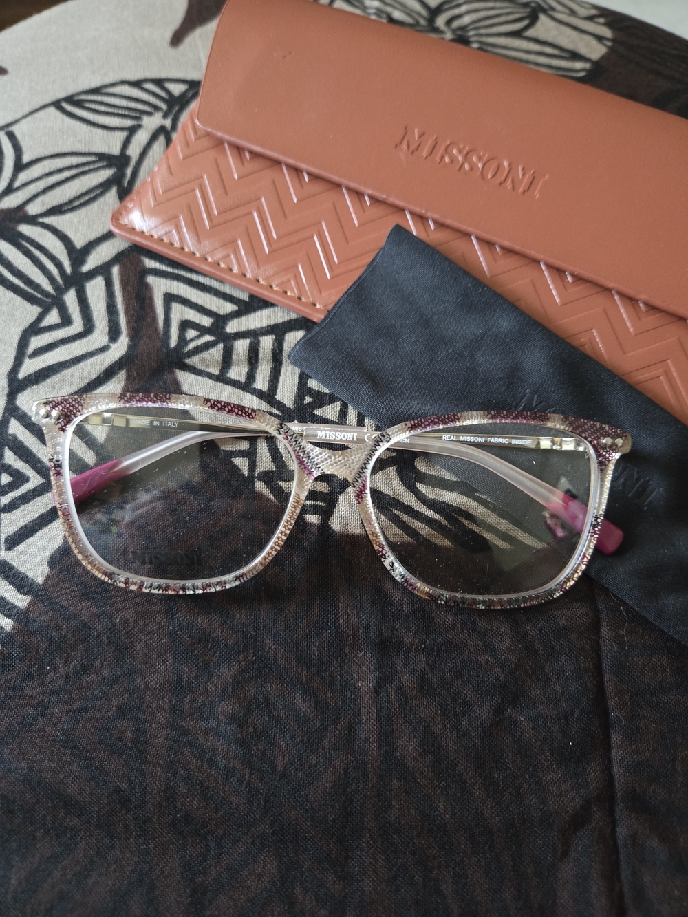 🩷Missoni Women's Pink Patterned Square Prescription Eyeglasses🩷
